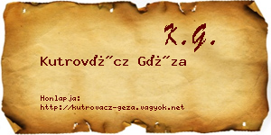 Kutrovácz Géza névjegykártya