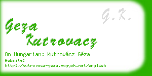 geza kutrovacz business card